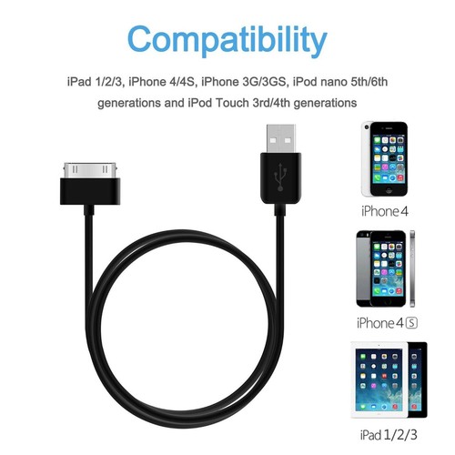 USB Data Sync Charger Cable Wire Lead Apple iPhone 4 4g 4s iPAD 1 30 Pin connect - Picture 7 of 9