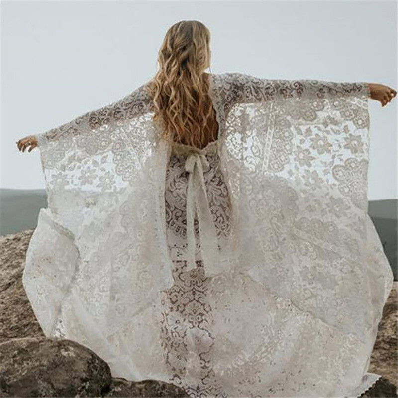 sheer cotton beach dress Beata Sheer Cotton Voile Maxi Dress | Boho Beach Wedding Gown
