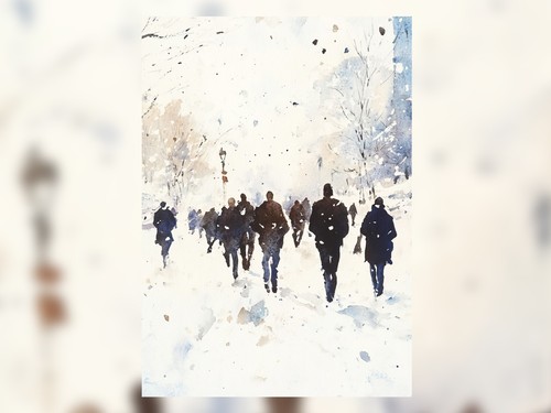 Winter Scene Silhouettes 5"x7" Print on Matte Paper | Watercolor Art - Picture 4 of 7