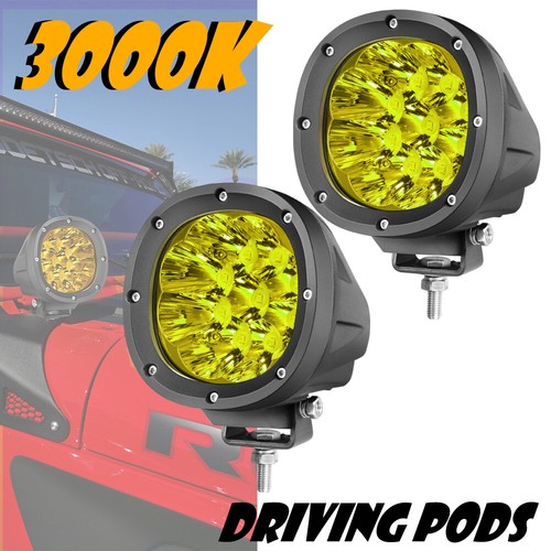 2X 4" 90W Round LED Off Road Driving Spot Lights Pods Headlights Yellow For JEEP - Picture 9 of 12