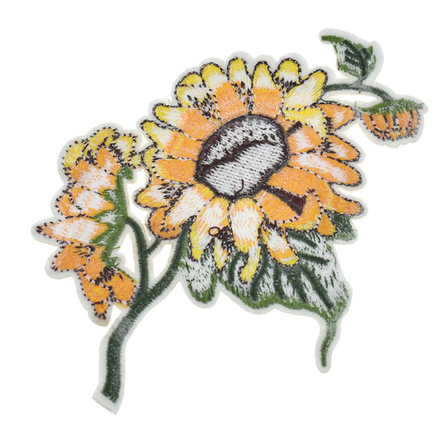 Embroidered Sunflower Sticker Iron On Sew On Clothes Patch DIY 60 MM Flower 1x 