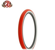 ALTA BICYCLE WIRE BEAAD CRUISER TIRE 26 x 2.125 RED/WHITE MINI BRICK TREAD.