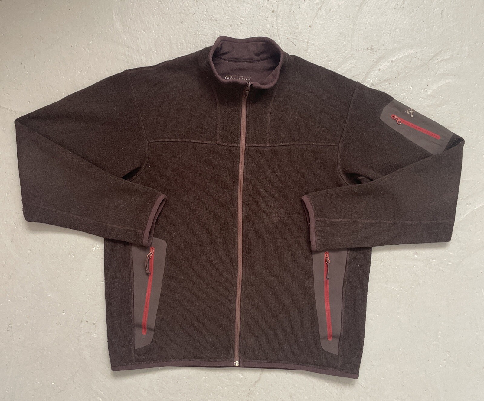 ARC'TERYX Cardigan coperto Arcteryx (6125) cerniera intera pile marrone Polartec da uomo M