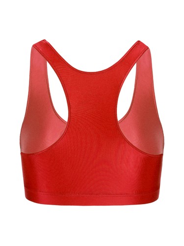 UK Women Racerback Sports Bra Vest Gym Workout Crop Tops Shiny Oily Nylon Sheer - Picture 21 of 67