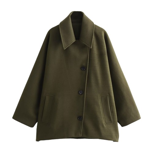 Trench cappotto donna lana monopetto risvolto colletto poncho maniche - Foto 22 di 33