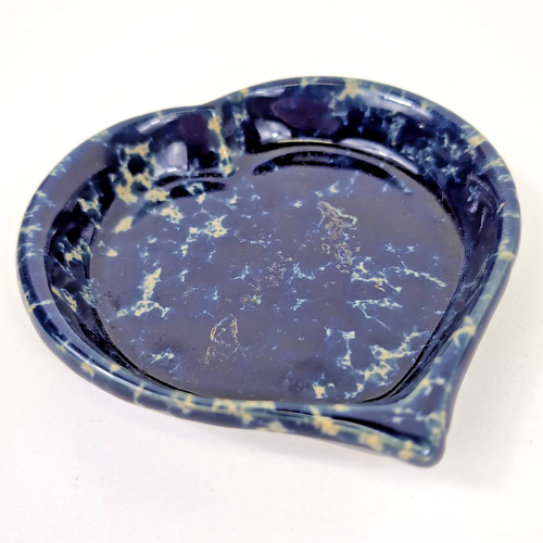 Heart Bennington Potters Blue Agate 4" Trinket Ring Jewelry Holder Dish Vermont