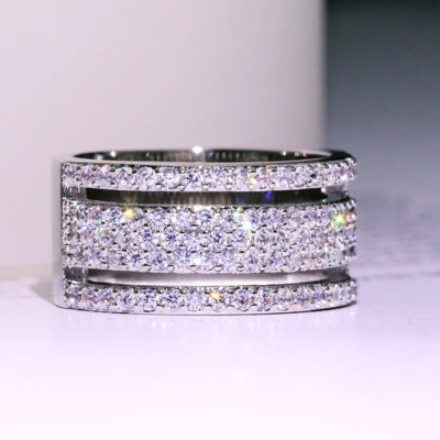 3 Layer CZ Brand Fashion Sterling Silver Color Jewelry Cubic Zircon Crystal Enga