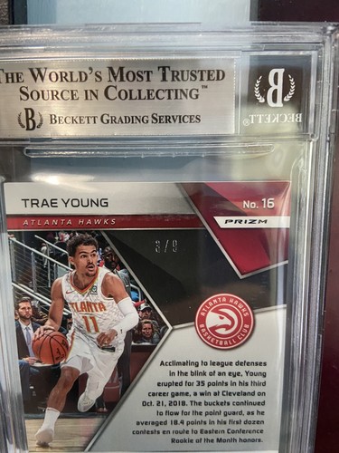 TRAE YOUNG 2018/19 PANINI SPECTRA RC ROOKIE FLASH PRIZM SP #3/9 BGS 9 MINT - Picture 5 of 6