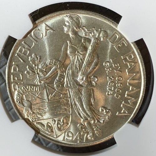 1947 PANAMA BALBOA SILVER COIN NGC MS64