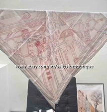 Sallys 18 Momme Heavy Twill Silk Wrap Scarf Saddles Print Double Face Shawl 35"