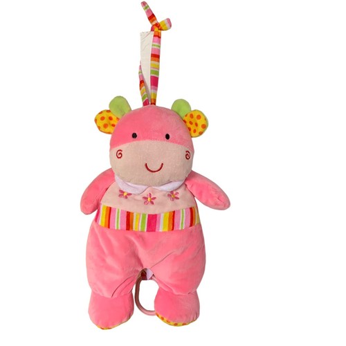 Linzy Musical Plush Pink Giraffe Pull-Tail Twinkle Twinkle Baby Animal Crib Toy