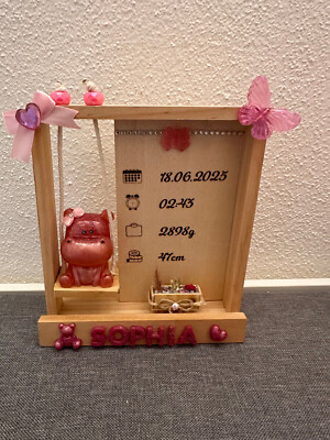 Personalisierbares Geschenk zur Geburt Babyshower Taufe rosa Mädchen