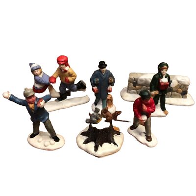 Lemax Figurines Holiday Village Christmas Decorating 7pc Lot Fireplace Mantle