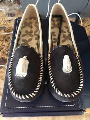 Land s End NWT Women s chocolate suede Shoes moccasins Flats Size 9!