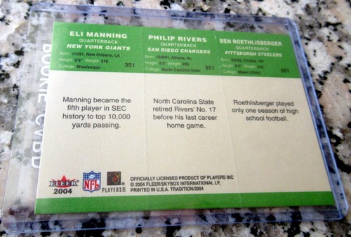 ELI MANNING Ben Roethlisberger Philip Rivers 2004 Fleer Rookie Card RC GREEN SP - Picture 2 of 4