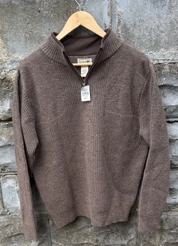 NWT LL Bean Merino Lambs Wool WATERFOWL Quarter Zip Sweater Size M Reg - Image 2 of 4