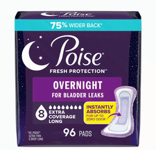 Poise Overnight Incontinence Postpartum Pads for Bladder Leaks, 96 Count