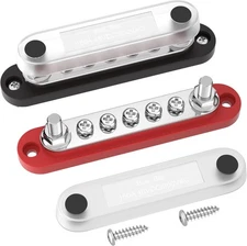 DAIERTEK 12v Bus Bar 150A Small Battery Power Distribution 2M6+5S, red, black 