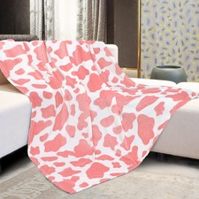 Pink Cow Print Blanket Twin Size Cozy Fuzzy Soft Fleece Throw Warm 60x80