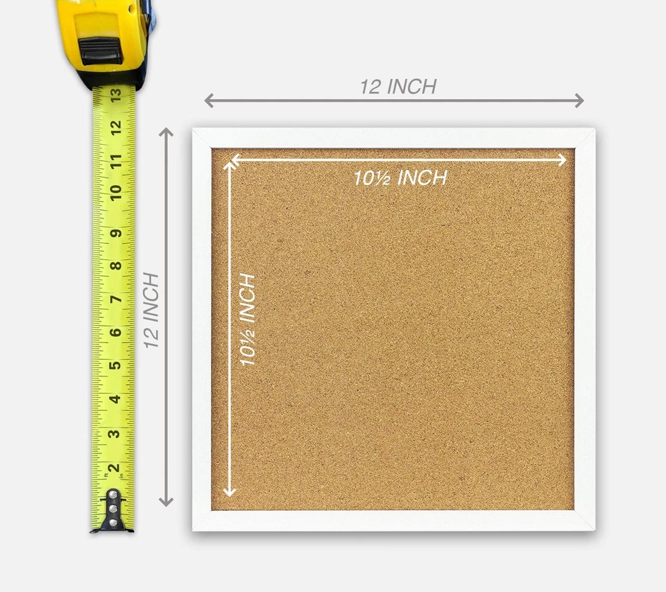 Cork Bulletin Board 12"X 12" Square Wall Tile , Modern White Framed Board For... - Image 3 of 4