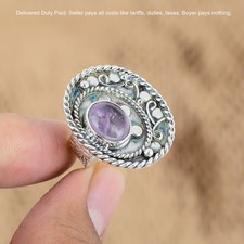 925 Silver African Amethyst Gemstone Promise Statement Engagement Ring Jewelry