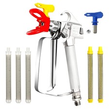 Airless Paint Spray Gun Kit 9 Pieces with 2PCS 517 Tips and Nozzle Guard, 5PC...