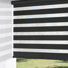 Cordless Zebra Blinds for Windows, Dual Layer Free-Stop Light Filtering Window R