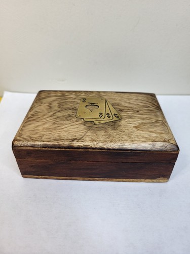 Caja de almacenamiento de cartas de madera con baraja de cartas - Imagen 4 de 6