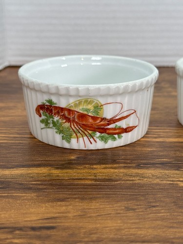 Set of 4 Porcelain Charmant De France Souffle/Butter Ramekin 3.5" x 1.75" Lobste - Picture 2 of 9