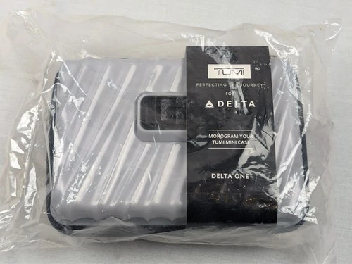 NIP Delta One Amenity Kit TUMI 19 Degree Hard Shell Mini Case Grey Monogramable - product listing photo