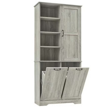 31 In. W X 14 In. D X 68 In. H Oak Brown Linen Cabinet,Bath Storage Cabinet with