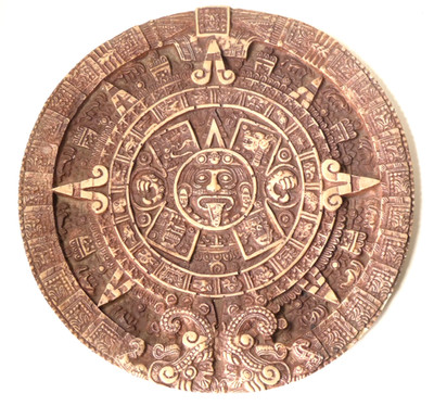 Große Gießharz Plakette Teotihuacan Azteken Sonne Stein Kalender 12 Zoll