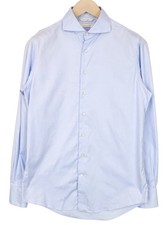 SUITSUPPLY Men's Formal Shirt 39/15 1/2 Blue Cotton Classic Extra Slim Fit 