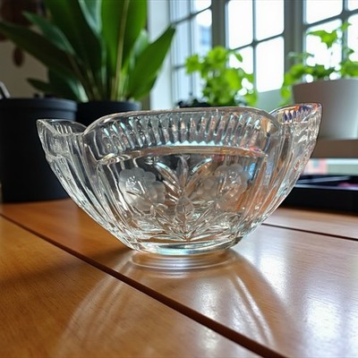 Vintage Hand Cut Crystal Oval Shaped Dish/Bowl Made in Poland 4''H