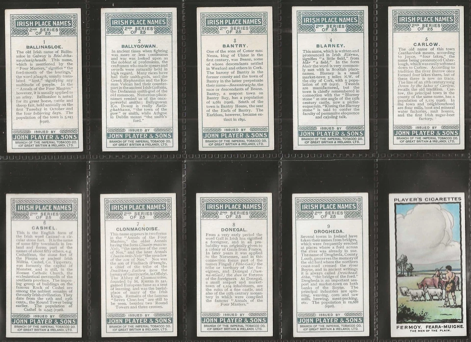 PLAYERS-FULL SET- IRISH PLACE NAMES 1929 (2ND SERIES 25 CARDS) ALL SCANNED - Image 3 of 4