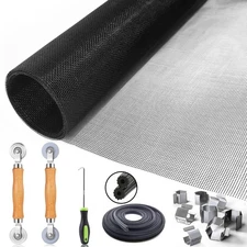 Window Screen Door Repair/Kit Include Black Screen Mesh 48"x118"+ 2 Roller+50...