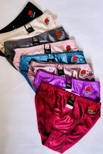 Lot 6 PACK SILKY SATIN SMOOTH HI WAISTED HI CUT PANTIES PANTY BIKINIS BRIEF Sz S