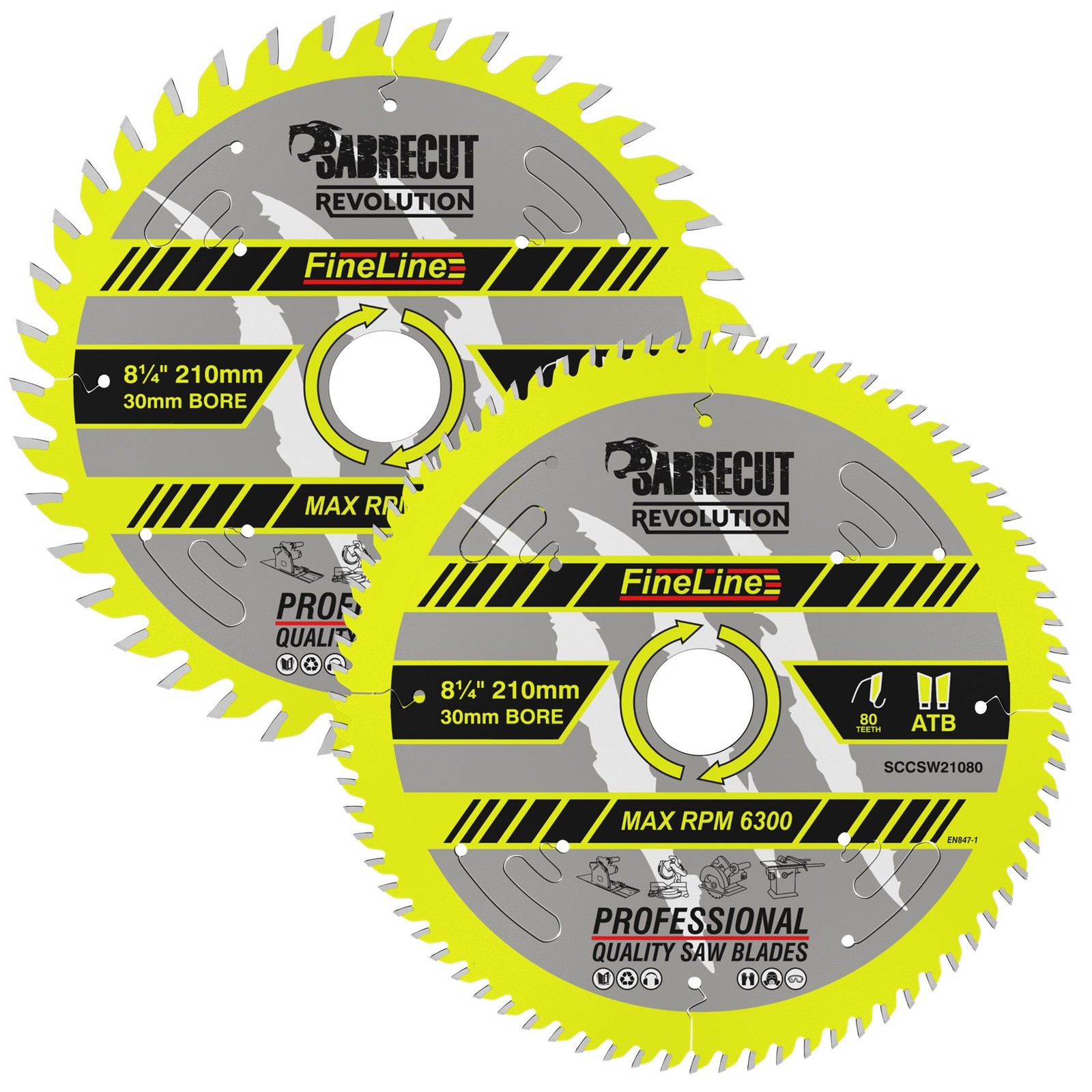 SabreCut FineLine 210mm 40T/80T Professional Finish Circular Saw Blade for Wood
