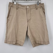 Plugg Co Mens Khaki Chino Shorts Tan Cotton Twill Flat Front Size 34 1496