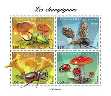MUSHROOMS & FUNGI Beetles/Insects MNH 4v-Stamp Sheet #158 (2021 Central Africa)