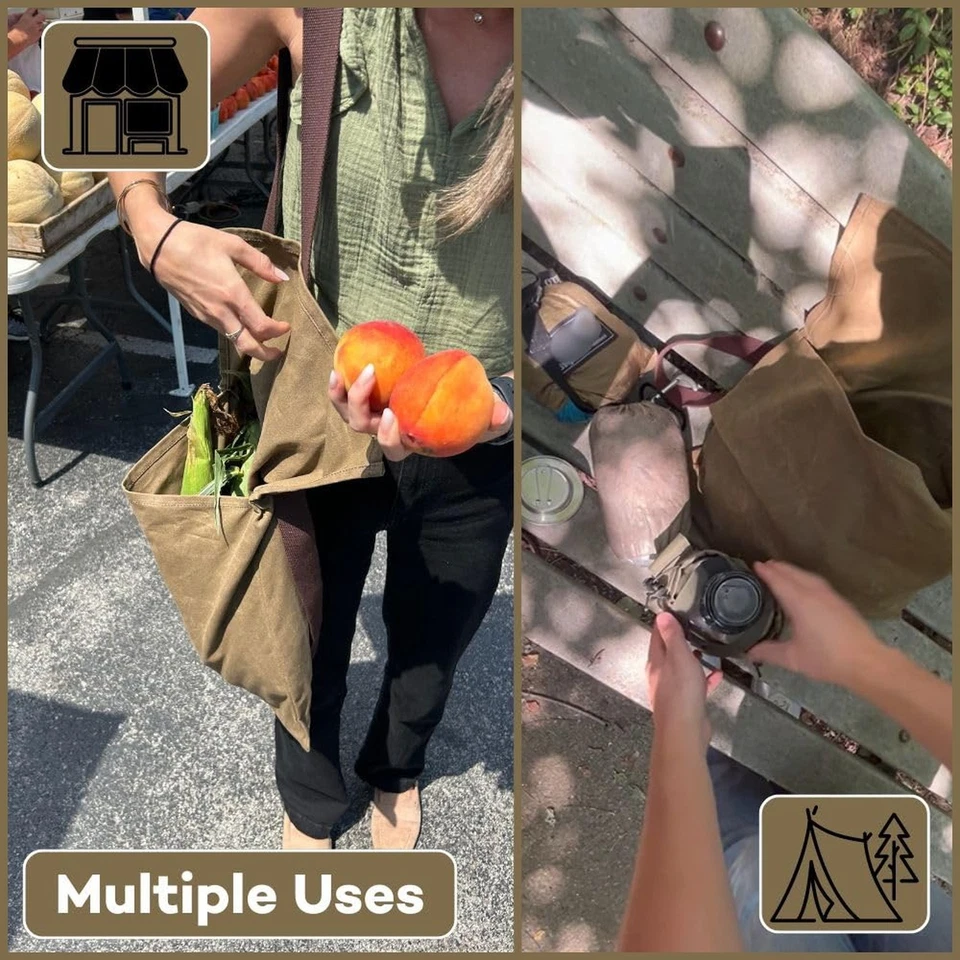 Exos Waxed Canvas Haversack Bushcraft Shoulder Bag - Durable Canvas Messenger... - Image 4 of 4