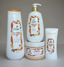 Dove CINNAMON PUMPKIN PIE Holiday Treats Set Body & Hand Wash Scrub Deodorant