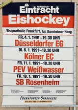 Plakat 1991 Eintracht Frankfurt Rosenheim Düsseldorf Weißwasser Köln EISHOCKEY
