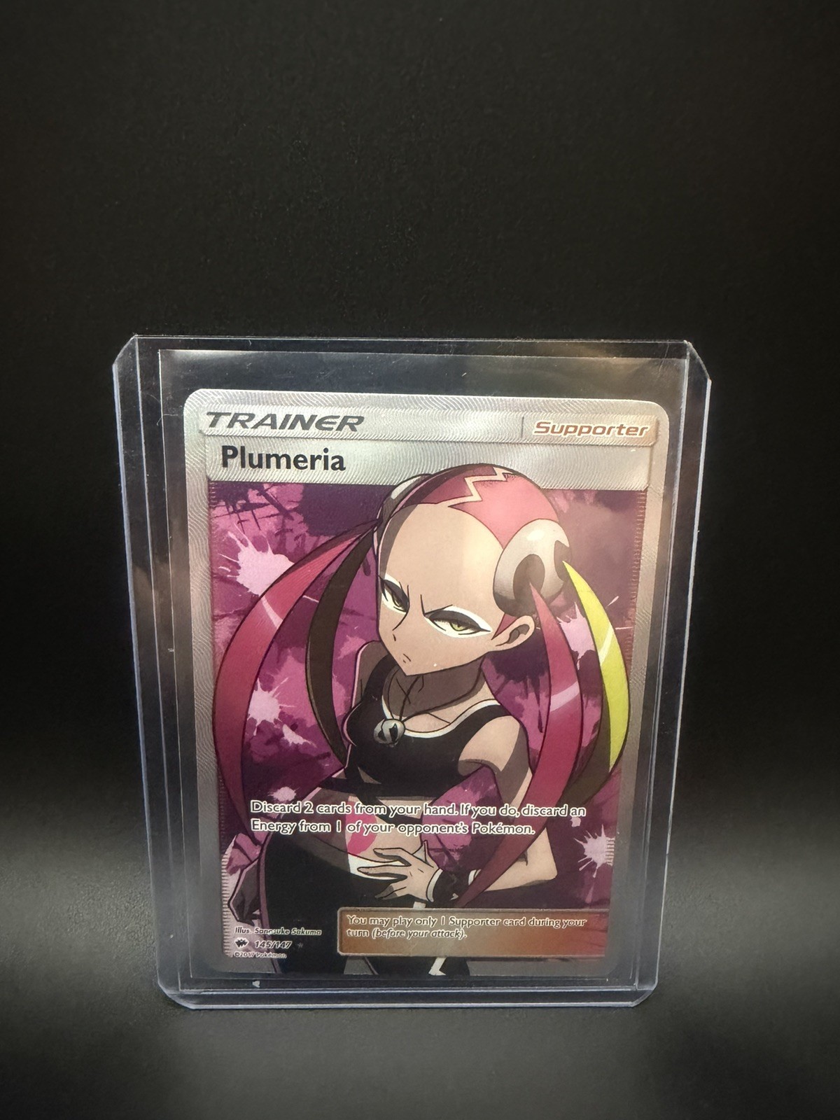 SM - Burning Shadows Plumeria (Full Art) #145/147 Ultra Rare,Holo NM