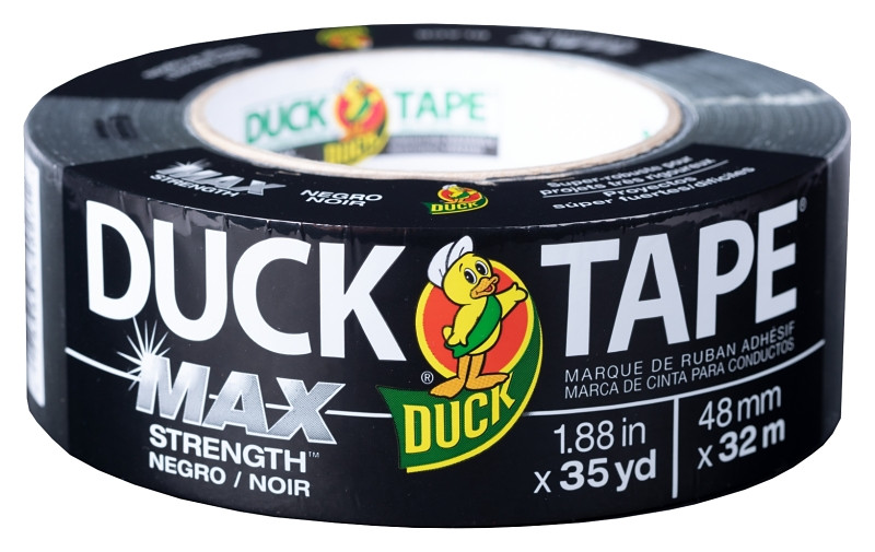 Duck Brand Max Strength Duct Tape, Black, 1-Roll Pack, 1.88 Inch x 35