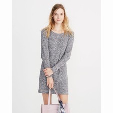 Madewell Heather Gray Ribbed Bubble Sleeve Sweater Dress Medium