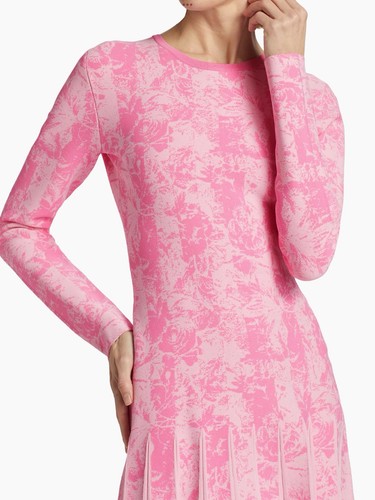 Lela Rose Strick Jacquard knielanges Kleid Pfingstrose Multi Gr. Large AUTHENTISCH Neu mit Etikett - Bild 11 von 17