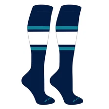 MK Socks OTC Baseball, Softball, Football Socks (B) Navy, Marlin Teal, White
