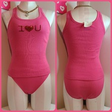 Rare VTG Victoria's Secret 100 Cotton Bling Graphic Cami Panty Set Size Sm