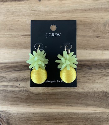 J crew Jcrew pineapple with resin leaves earrings NWT